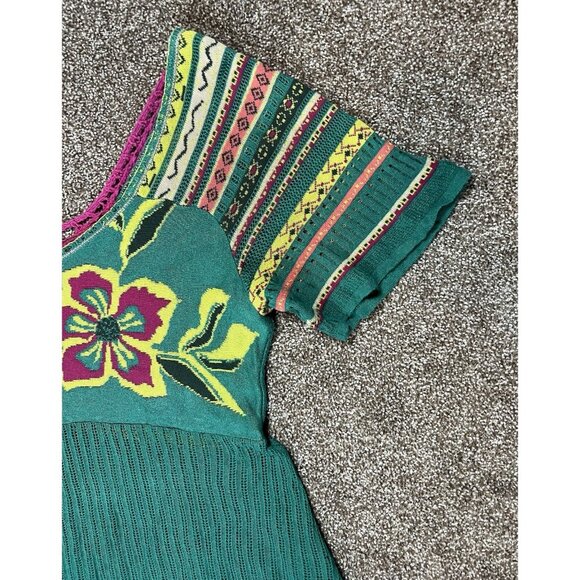 Ivko Women’s Mini dress sundress  size 42 cotton floral Short Sleeves Crochet - Picture 3 of 8